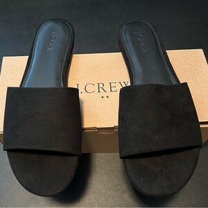 J. Crew Factory Women's Black MicroSuede Slides